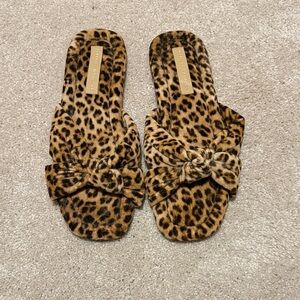 Loeffler Randall Polly Leopard Print Bow Slide Slippers